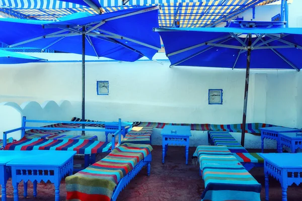 Arab cafe in blue and white color, Sidi Bou Said, Tunisia