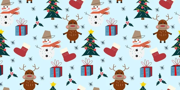 Mignon Motif Sans Couture Noël Pour Tissu Papier Emballage Tout — Image vectorielle