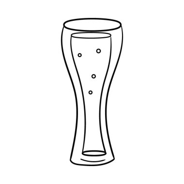 Bira cam vektör ikonu, el çizimi çizimi. Oktoberfest, parti, bar için klasik taslak. Kutlama köpüğü, içecek, içecek elementi
