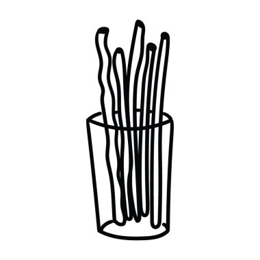 Çubuk kraker resmi, el çizimi taslak. Atıştırmalık yemek vektörü, fırın ya da etkinlik için minimalist çizgi film mutfak öğesi