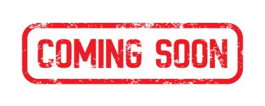 Kırmızı renkli lastik damga çerçeveli, kısa mesajla birlikte. Pazarlama teaseri veya web sitesi yer tutucu için klasik kabataslak doku etiketi