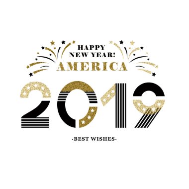 2019 mutlu yıllar Amerika Festival kartı dekorasyon