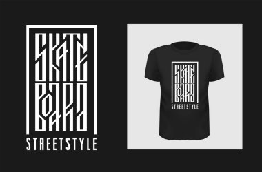 Kaykay t shirt baskı vektör tasarımı. Siyah giyim için yaratıcı söyleyerek alay. Slav otantik yazıt.