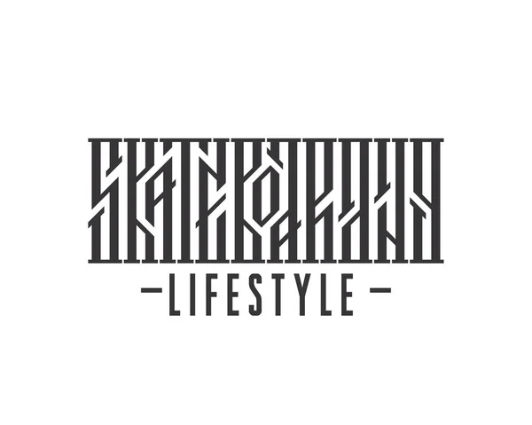 Skateboard vecteur ethnique stylisé typographie. Modèle de bannière web style de vie des jeunes urbains . — Image vectorielle