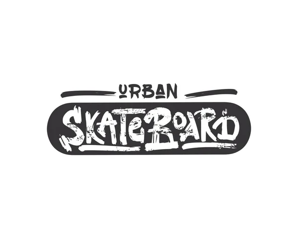 Skateboard urbano vecchia scuola vector lettering. Pennello secco colpo skateboarder slogan. inchiostro nero spalma texture frase . — Vettoriale Stock