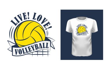 Canlı, aşk, voleybol t shirt baskı tasarımı