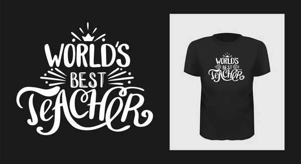 Mundo mejor profesor camiseta impresión diseño — Vector de stock