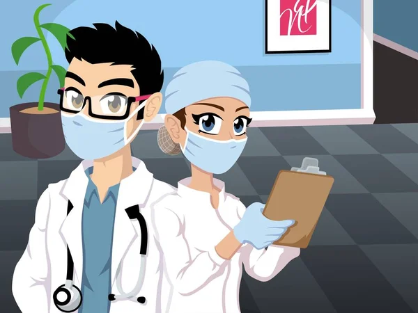 Doktor ve hemşire hastanede.