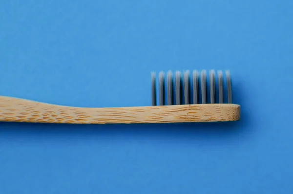 Bamboo Toothbrush Blue Background — Stock Photo, Image