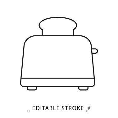 Minimalist tarzda düzenlenebilir bir tost makinesi ikonu. Mutfak gereçleri, kahvaltı ekipmanları, ev aletleri, modern teknoloji, iç hizmet, elektrik makinesi, iç element.