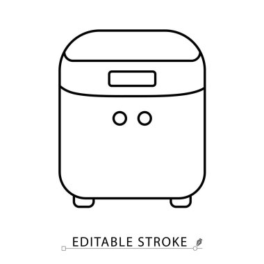 Minimalist tarzda düzenlenebilir bir ekmek yapma ikonu. Mutfak gereçleri sembolü, fırın unsuru, ev yapımı yiyecek nesnesi, hamur hazırlama konsepti, pasta resmi, aşçılık tasarımı.