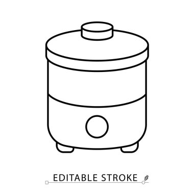Yoğurt imalatçısı simgesi. Minimalist tarzında, düzenlenebilir vuruşlu. Mutfak gereçleri sembolü, süt ürünleri ürünü, ev yapımı gıda nesnesi, sağlıklı beslenme konsepti..