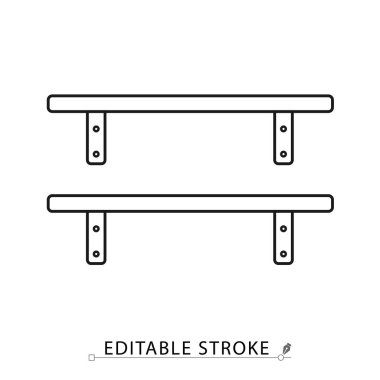 Minimalist tarzda düzenlenebilir bir raf simgesi. Depolama mobilyası sembolü, duvar ögesi, iç nesne, ev dekorasyonu konsepti, ev dekorasyonu, organizatör tasarımı, basit raf grafiği