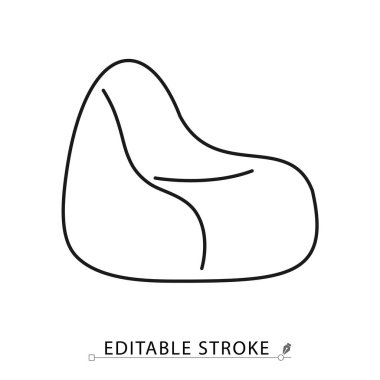 Minimalist tarzda düzenlenebilir bir fasulye torbası ikonu. Salon koltuğu, rahat koltuklar, modern mobilyalar, oturma odası dekorasyonu, rahat koltuk, ev içi, yumuşak sandalye, rahatlama elementi.