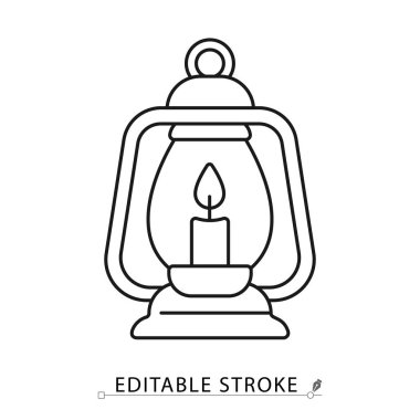 Düzenlenebilir felçli minimalist tarzda bir Cadılar Bayramı fener ikonu. Mum ışığı, ürkütücü dekor, sonbahar kutlaması, klasik lamba, mevsimlik süs, bayram sembolü, geleneksel element..
