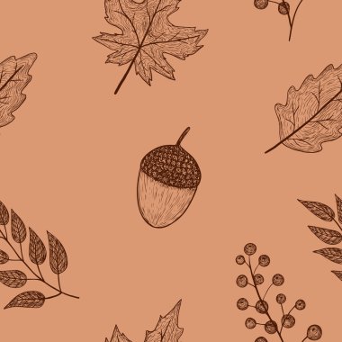 Siyah arkaplan üzerinde sonbahar vektör vintage dikişsiz desen