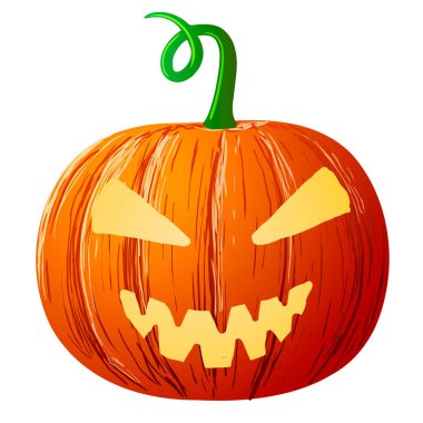 Beyaz arka planda Cadılar Bayramı balkabağı. Vektör illüstrasyonu.