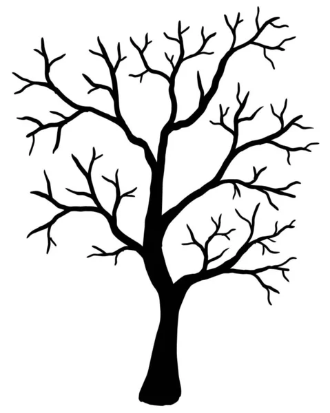 Ilustración vectorial. Silueta de árbol desnudo sobre fondo blanco. — Vector de stock