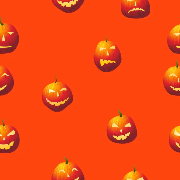 Halloween sem costura padrão no fundo laranja — Vetor de Stock