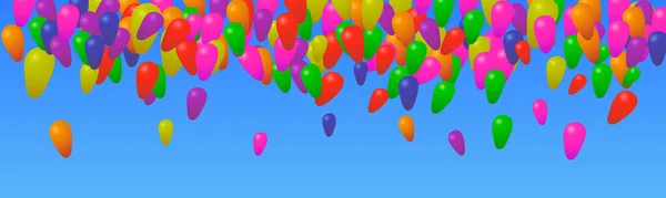 Mavi gökyüzünde uçan vektör renkli balonlar — Stok Vektör