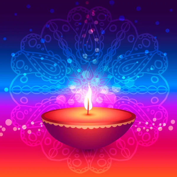 Λαμπτήρας Diwali λαμπερό σε ένα πολύχρωμο φόντο — Διανυσματικό Αρχείο