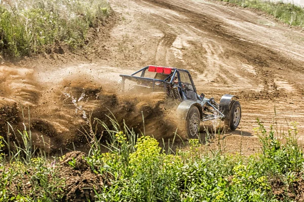 Sport Car Buggy Rally Átmegy Egy Fordulót — Stock Fotó