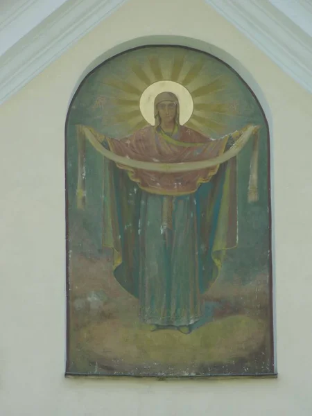 Икона Покрова Пресвятой Богородицы — стоковое фото