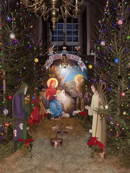 Crèche Noël Dans Monastère — Photo