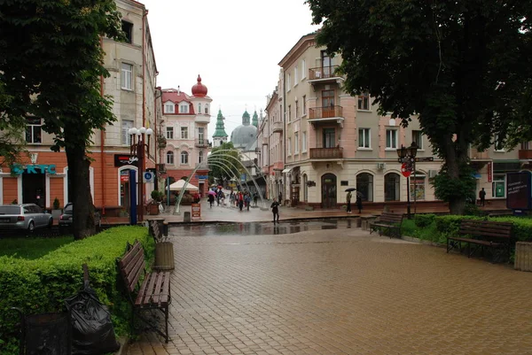 Ulica Sahaidachny Tarnopolu Ukraina — Zdjęcie stockowe