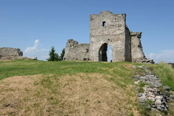 Les Restes Des Murs Défensifs Des Tours Castle Hill Vyizdnoyi — Photo