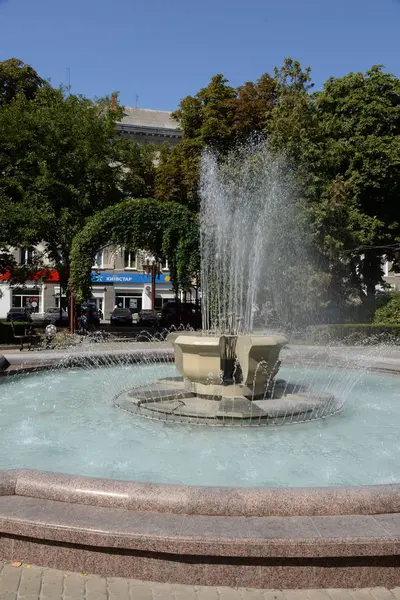 Fontaine Cascade Sur Place Théâtre Ternopil Ukraine — Photo