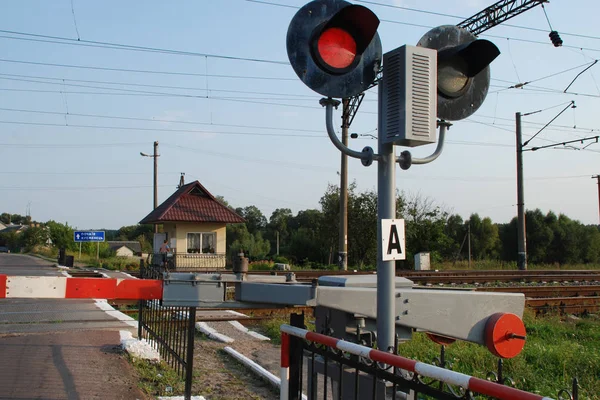 Semáforo Travessia Ferroviária — Fotografia de Stock