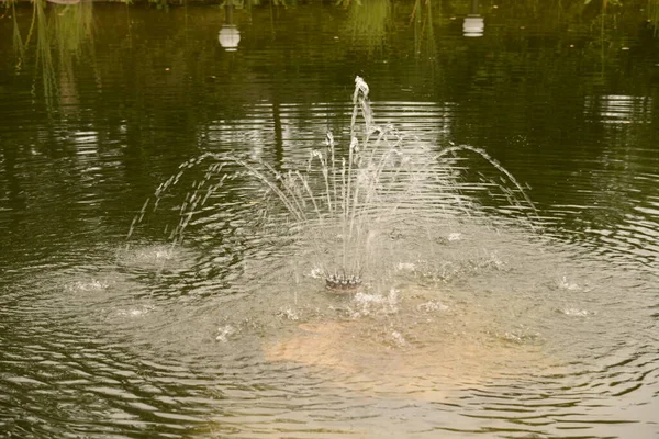 Fontaine Dans Lac Parc — Photo