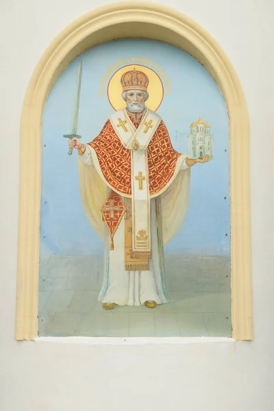 Ikona Świętego Mikołaja Klasztor Objawienia Pańskiego — Zdjęcie stockowe