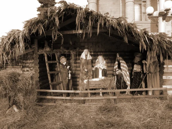 Crèche Noël Dans Monastère — Photo