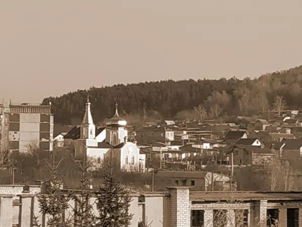 Vista Janela Para Cidade — Fotografia de Stock