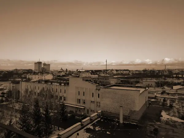 Der Blick Aus Dem Fenster Auf Die Stadt — Stockfoto