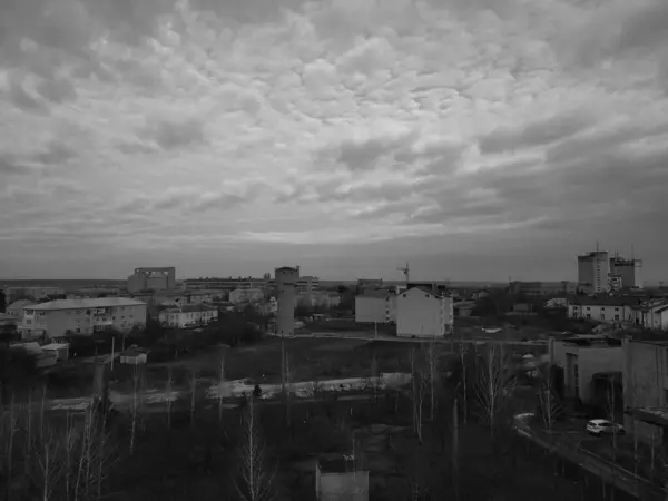 Der Blick Aus Dem Fenster Auf Die Stadt — Stockfoto