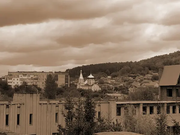 Vista Dalla Finestra Verso Città — Foto Stock