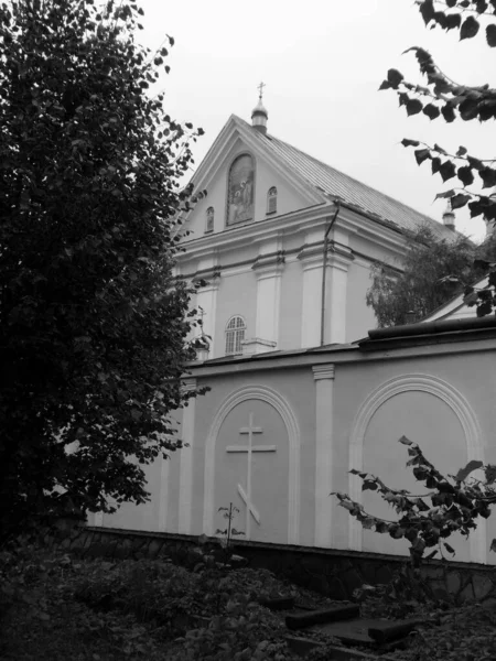 Monastère Église Grand Antique Dômes Croix Doré — Photo