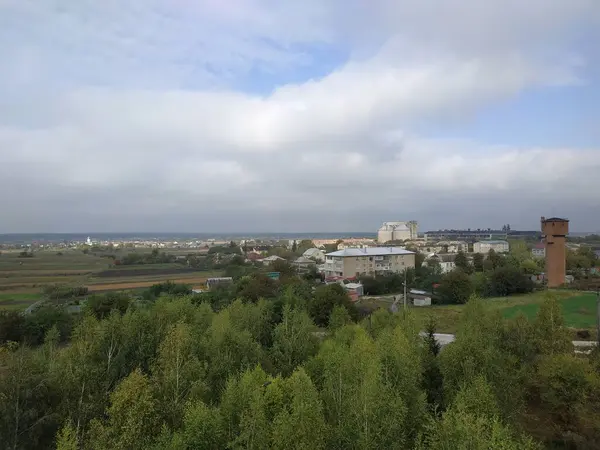 Město Malé Provinční Sousedství Továrna Domy Podnik Kostel — Stock fotografie