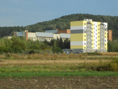 Mahalle, taşra, küçük, kasaba, evler, büyük, konut