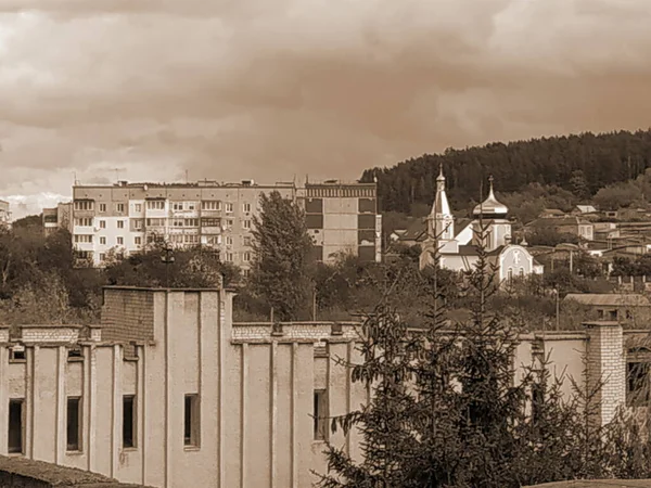 Vista Janela Para Cidade — Fotografia de Stock