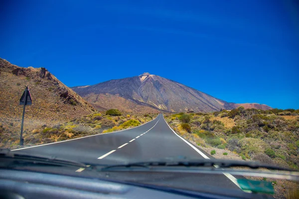 Vue Magnifique Volcan Teide Avec Route — Photo