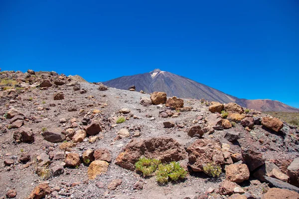 Vista Belo Vulcão Teide Com Estrada — Fotografia de Stock