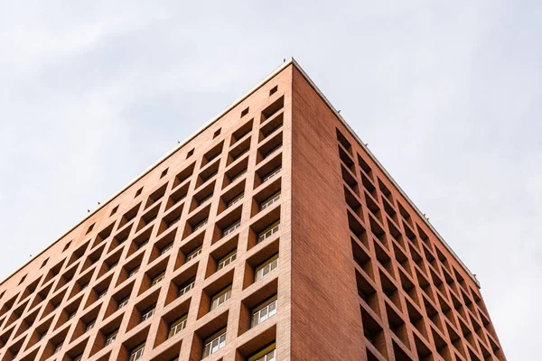 Low angle view of rationalist brick building in Madrid — Stock Photo, Image