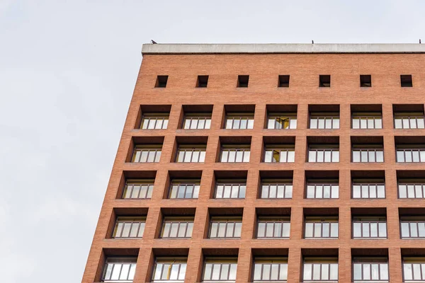 Low angle view of rationalist brick building in Madrid — Stock Photo, Image