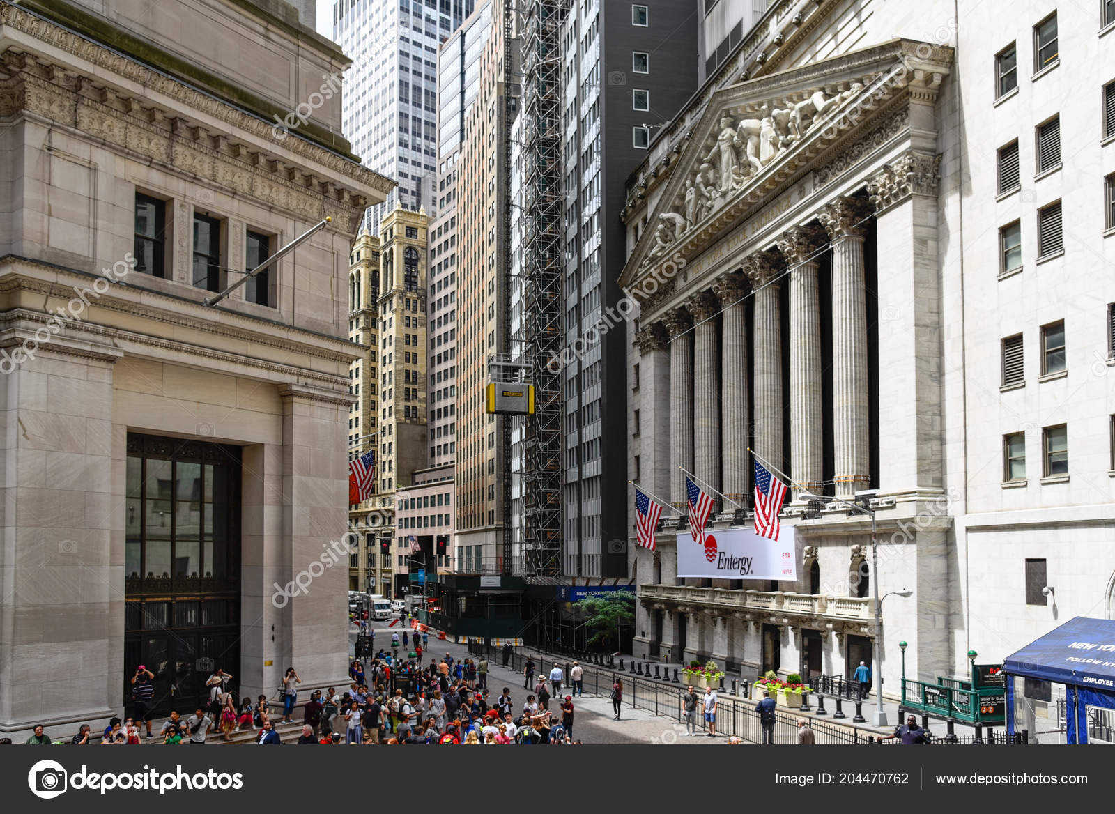 华尔街金融存款交易所纽约证交所大厦—— 库存社论照片© JJFarquitectos #204470762