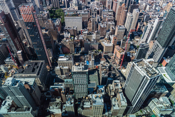 New York City, USA - June 25, 2018: Aerial view of Manhattan from Empire State Building