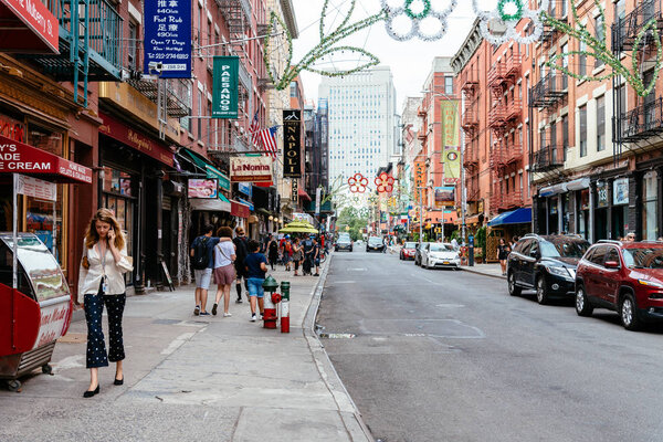 New York City, USA - June 20, 2018: Little Italy view in downtown of New York